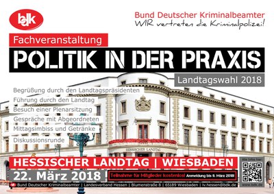 BDK Fachveranstaltung "Politik in der Praxis" anläßlich der Landtagswahl 2018 in Hessen