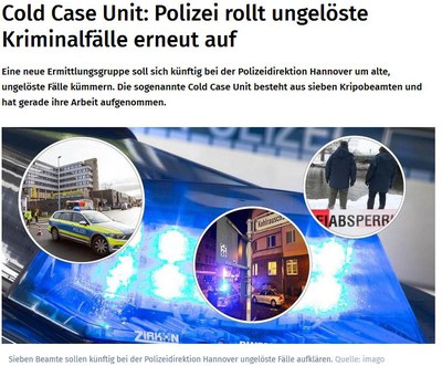 BDK in den Medien: Cold Case Unit in Hannover