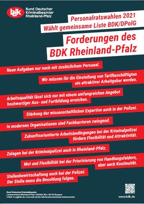 BDK Positionen zur Personalratswahl 2021