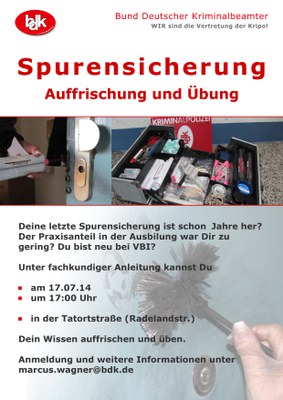 Spurensicherung - Auffrischung und Übung